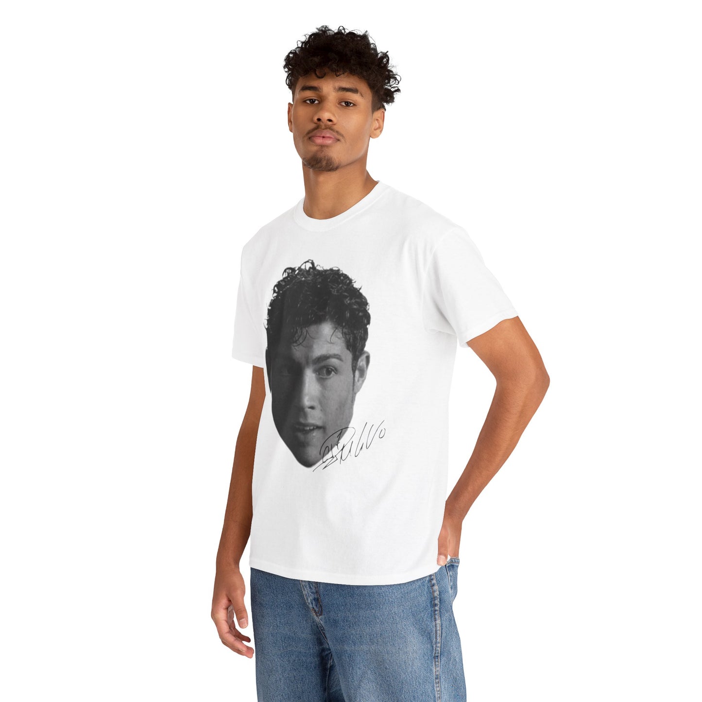 YOUNG CRISTIANO FACE COTTON TEE